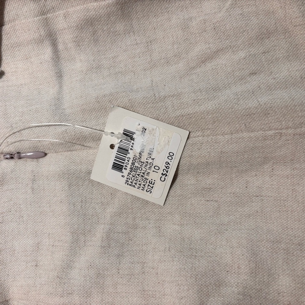 CLUB MONACO Sz 10 Open Back Jumpsuit Linen Cotton Tencel Blend Wide Leg NEW Ecru - Picture 12 of 16